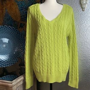 St. John’s Bay lime green v-neck cable knit.